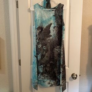 Citron Santa Monica sleeveless silk shift 36” in front, 38” in back w/scarf